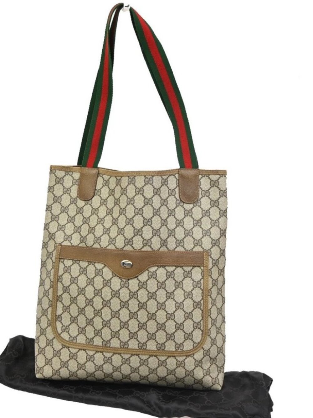 GUCCI Logo GG Sherry Line Hand Tote Bag PVC Leather Brown GHW Italy 61CB009